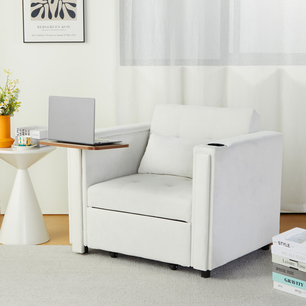 Mercer41 Sancia 36.41'' Wide Tufted Velvet Convertible Chair | Wayfair